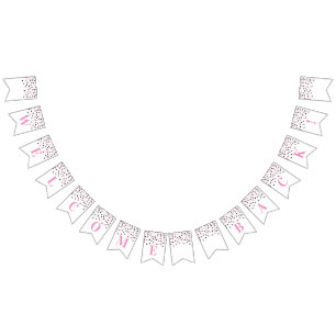 Welcome Back Banner Pink Black Confetti
