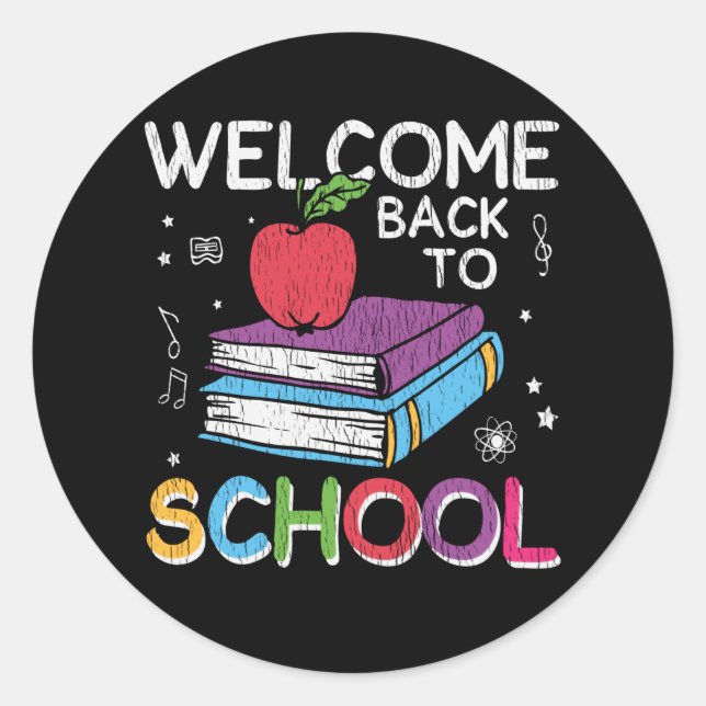 Welcome Back School First Grade Lehrer Kinder Crew Runder Aufkleber (Vorderseite)