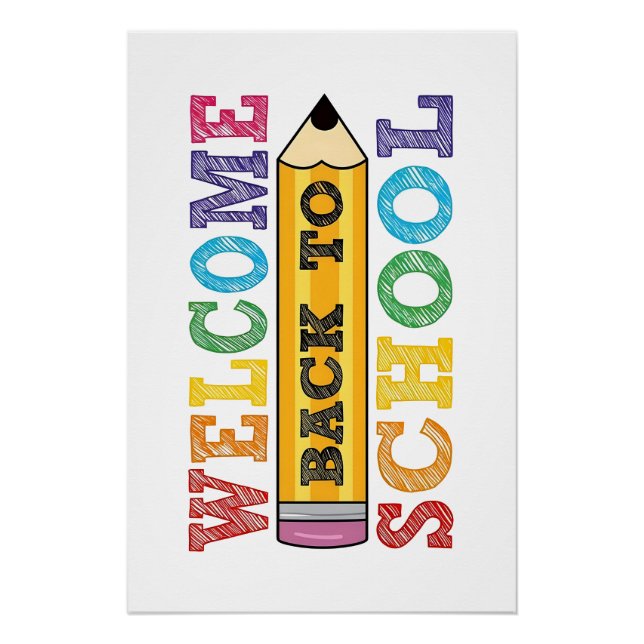 Welcome Back to School – Pencil Illustration Poster (Vorderseite)