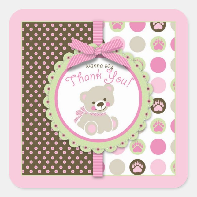 Welcome Bär Girl TY Square Sticker (Vorderseite)