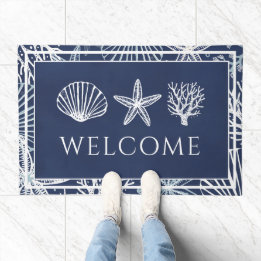 Welcome Beach House Coral Muschel Seepferd Fußmatte