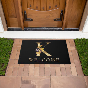 WELCOME Black and Gold Fall Monogram L Doormat Fußmatte
