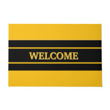 Welcome black &yellow Door Mat
