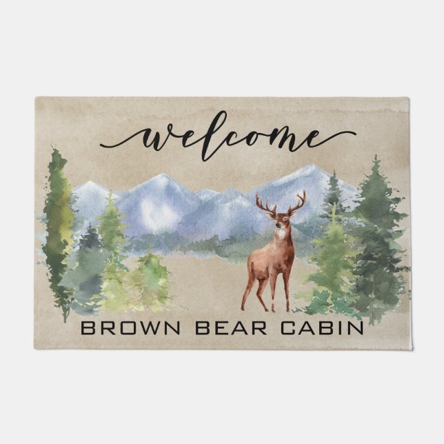 Welcome Cabin Lodge Deer Mountain Zuhause Fußmatte (Vorderseite)