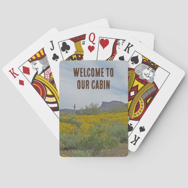 Welcome Cabin Rustic Southwest Blume House Guest Spielkarten (Rückseite)