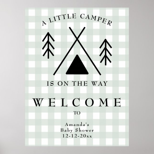 Welcome Camping Baby Dusche Poster (Vorne)