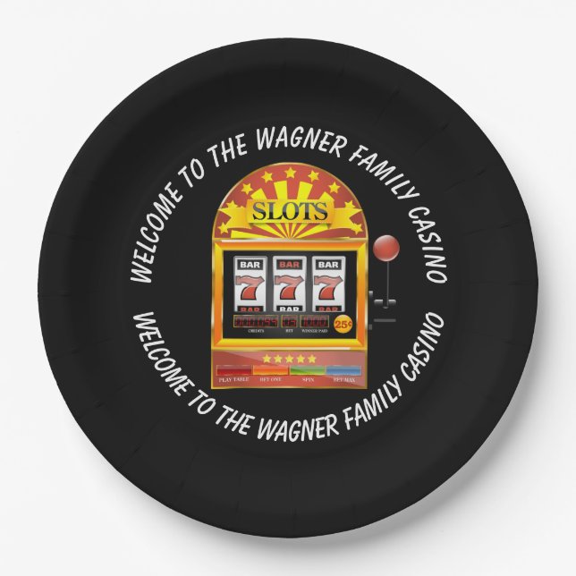 Welcome Casino Party Pappteller (Vorderseite)
