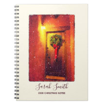Welcome Door Wreath Snowy WeihnachtsNotebook