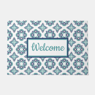 Welcome DoorMat Türkisfarbenes Ziegelmuster Fußmatte