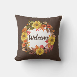 Welcome Fall Blume und Blätter Kranz Kissen