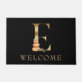 WELCOME Fall Monogram E mit Pumpkin Doormat Fußmatte