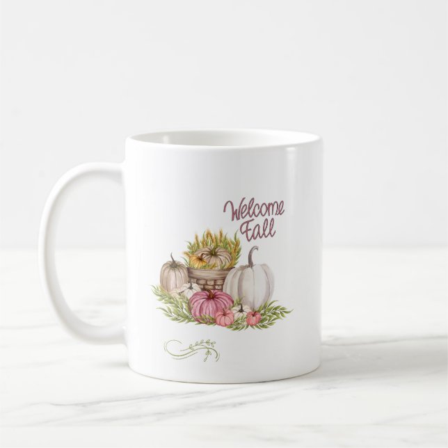 Welcome Fall Pumpkins Blume Kaffeetasse (Links)