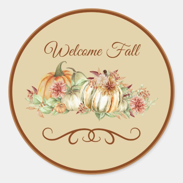 Welcome Fall Round-Aufkleber Runder Aufkleber (Vorderseite)
