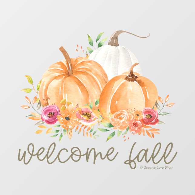 Welcome Fall Wassercolor Pumpkins © GraphicLoveSho Fensteraufkleber (Blatt)