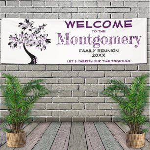 Welcome Family Wiedersehen Moderne, trendige Lila Banner