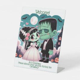 Welcome-Frankenstein und sein Bride-Zeichen Sockelschild