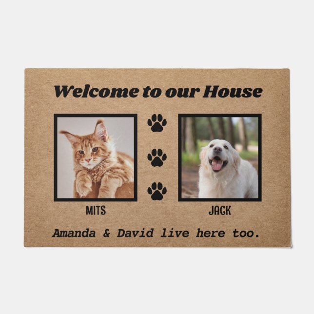 Welcome Funny Hoghouse Custom 2 Pet Foto Fußmatte (Vorderseite)