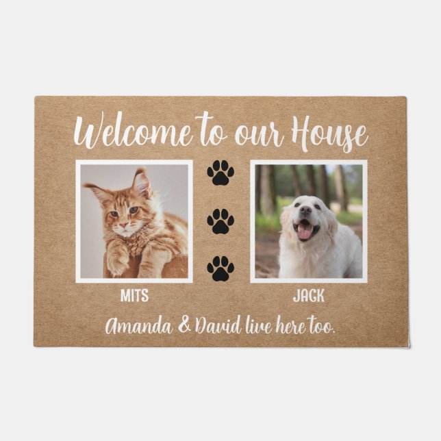 Welcome Funny Hoghouse Custom 2 Pet Foto Fußmatte (Vorderseite)