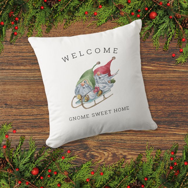 Welcome Gnome Sweet Zuhause Christmas Sleigh Kissen (Von Creator hochgeladen)