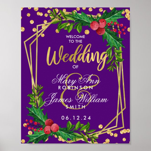 Welcome Gold Lila Holiday Wedding Holly Poster (Vorne)