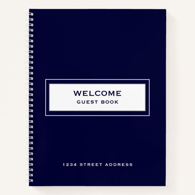 Welcome Guest Book Navy Notizbuch (Vorderseite)