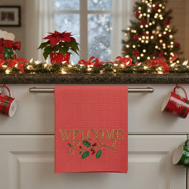 Welcome holly christmas guest  geschirrtuch