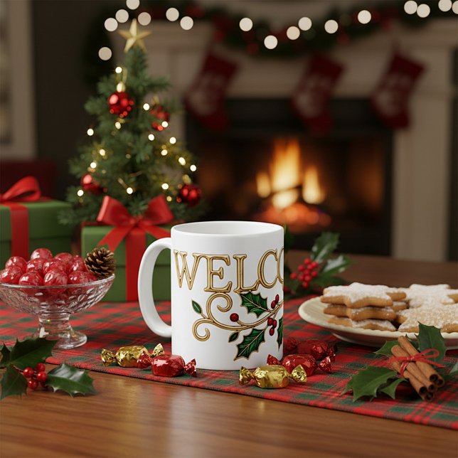 Welcome holly christmas guest  kaffeetasse (Von Creator hochgeladen)