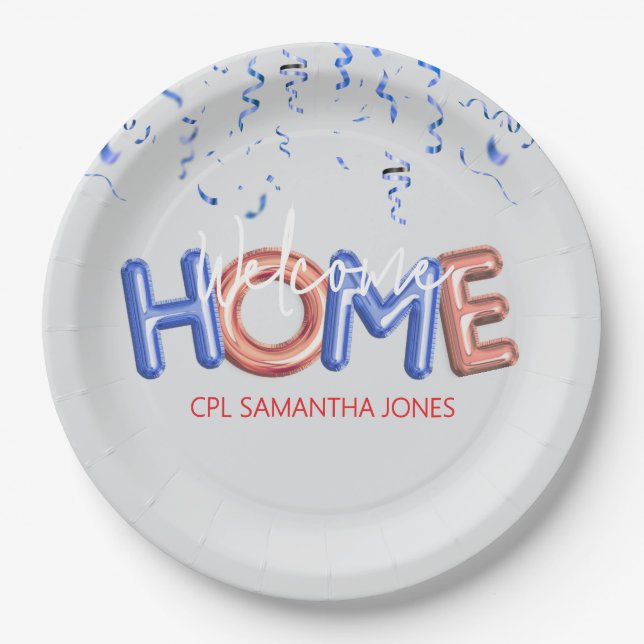 Welcome Home Patriotic Military Hero Party Pappteller (Vorderseite)