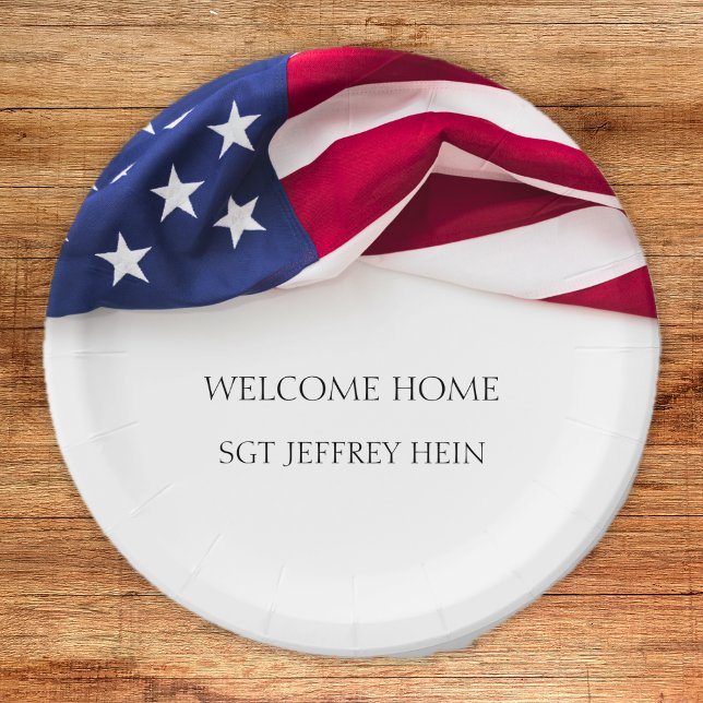 Welcome Home USA Flag Military Rank Celebration Pappteller (Von Creator hochgeladen)