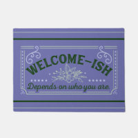 Welcome-ish sarcastic Purple & Green door mat rug