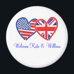 Welcome Kate & William/ Royal Wedding Magnet<br><div class="desc">Flaggengestaltung der Union Jack und der USA</div>