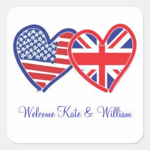 Welcome Kate & William/ Royal Wedding Quadratischer Aufkleber