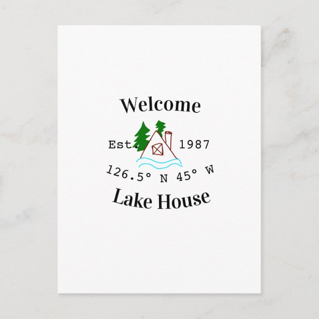 Welcome lake house corrdinated est. Year mountain  Postkarte (Vorderseite)