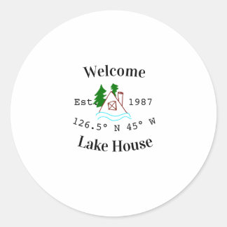 Welcome lake house corrdinated est. Year mountain  Runder Aufkleber