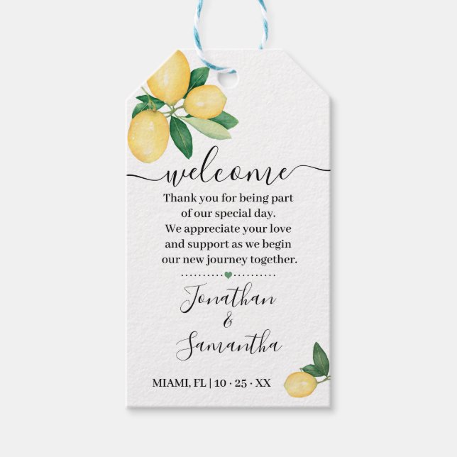Welcome Lemons Gastgeschenk Hochzeit Geschenkanhänger (Vorderseite)
