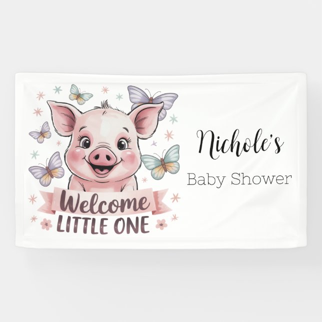 Welcome Litone - Niedliche Pinienbabydusche Banner (Horizontal)