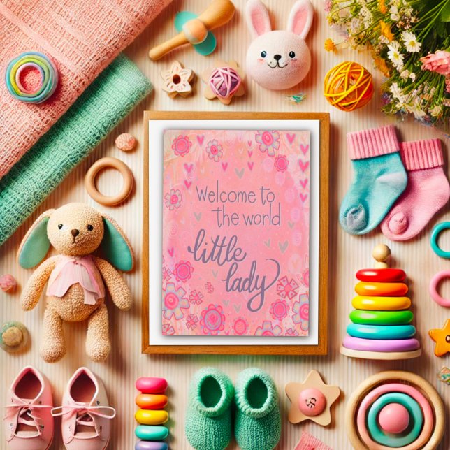 Welcome Little Lady Pink Baby Girl Karte (Von Creator hochgeladen)