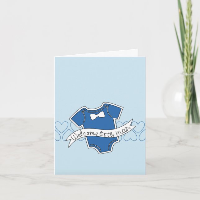Welcome Little Man New Baby Glückwünsche Card Karte (Vorderseite)