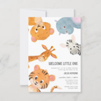 Welcome Little One Baby Animals Baby Shower Invita