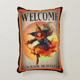Welcome Mortal Halloween Hexe Dekokissen