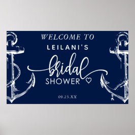 Welcome Nautic Brautparty Anchor Navy Poster