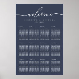 Welcome Navy Wedding Table Seating Poster