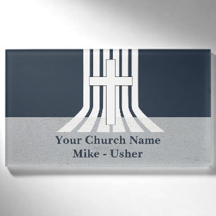 Welcome Navy White Christlich Church Usher Namenschild