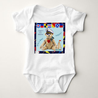 Welcome New Baby Boy Sailor Bear Bodysuit Baby Strampler