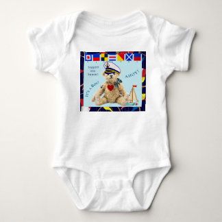 Welcome New Baby Sailor Bear Bodysuit Baby Strampler