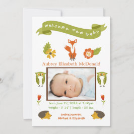 Welcome New Baby Woodland - Geburtserklärung Ankündigung
