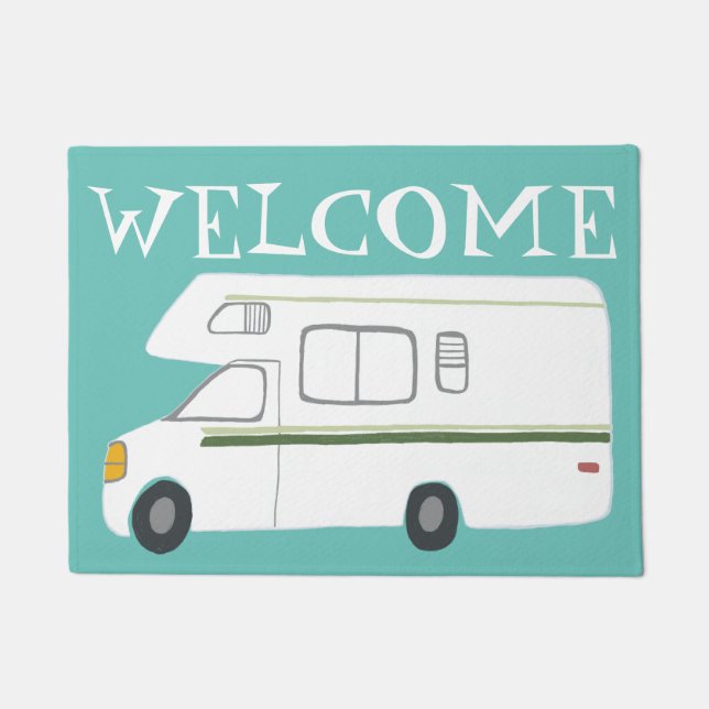 WELCOME Niedlich Campingplatz Vintag Motorhome Kun Fußmatte (Vorderseite)