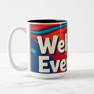 Welcome on zweifarbige tasse