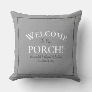 Welcome Porch Custom Trendy Gray Black Calligraphy Kissen