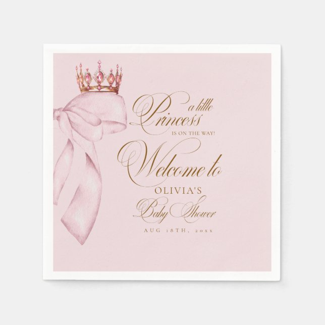 Welcome Princess  Baby Shower Gold Pink Girl  Serviette (Vorderseite)